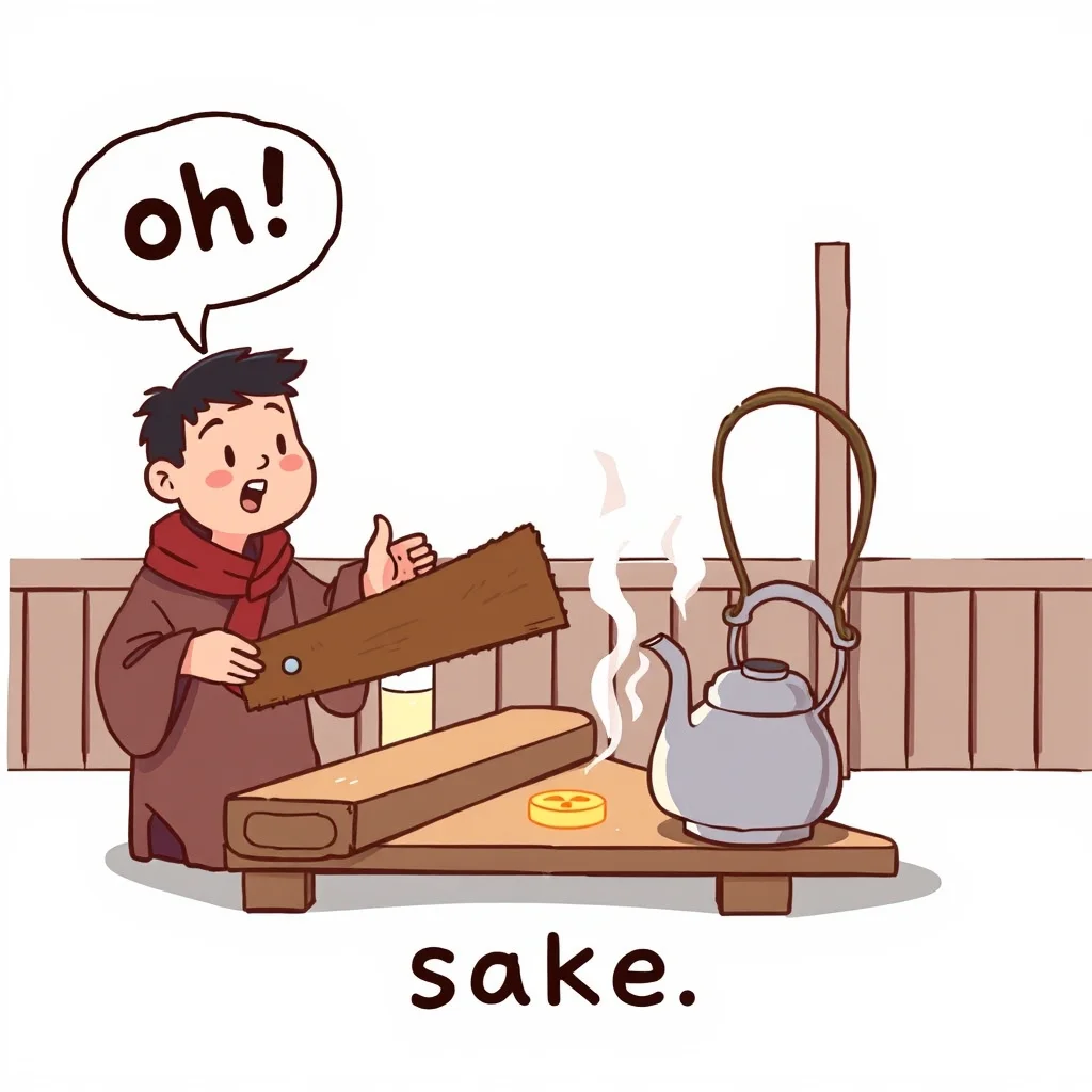 Mnemonic illustration for お酒 — sake; alcohol