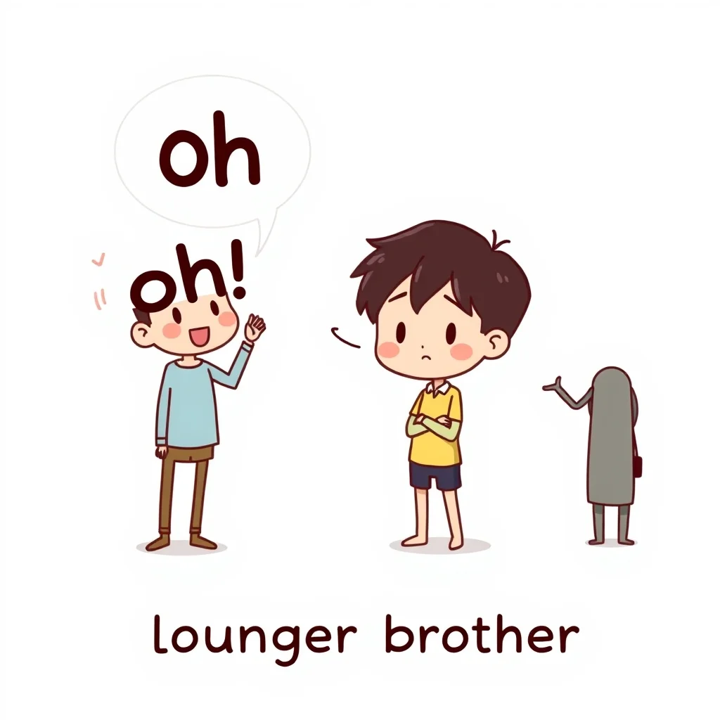Mnemonic illustration for 弟 — younger brother