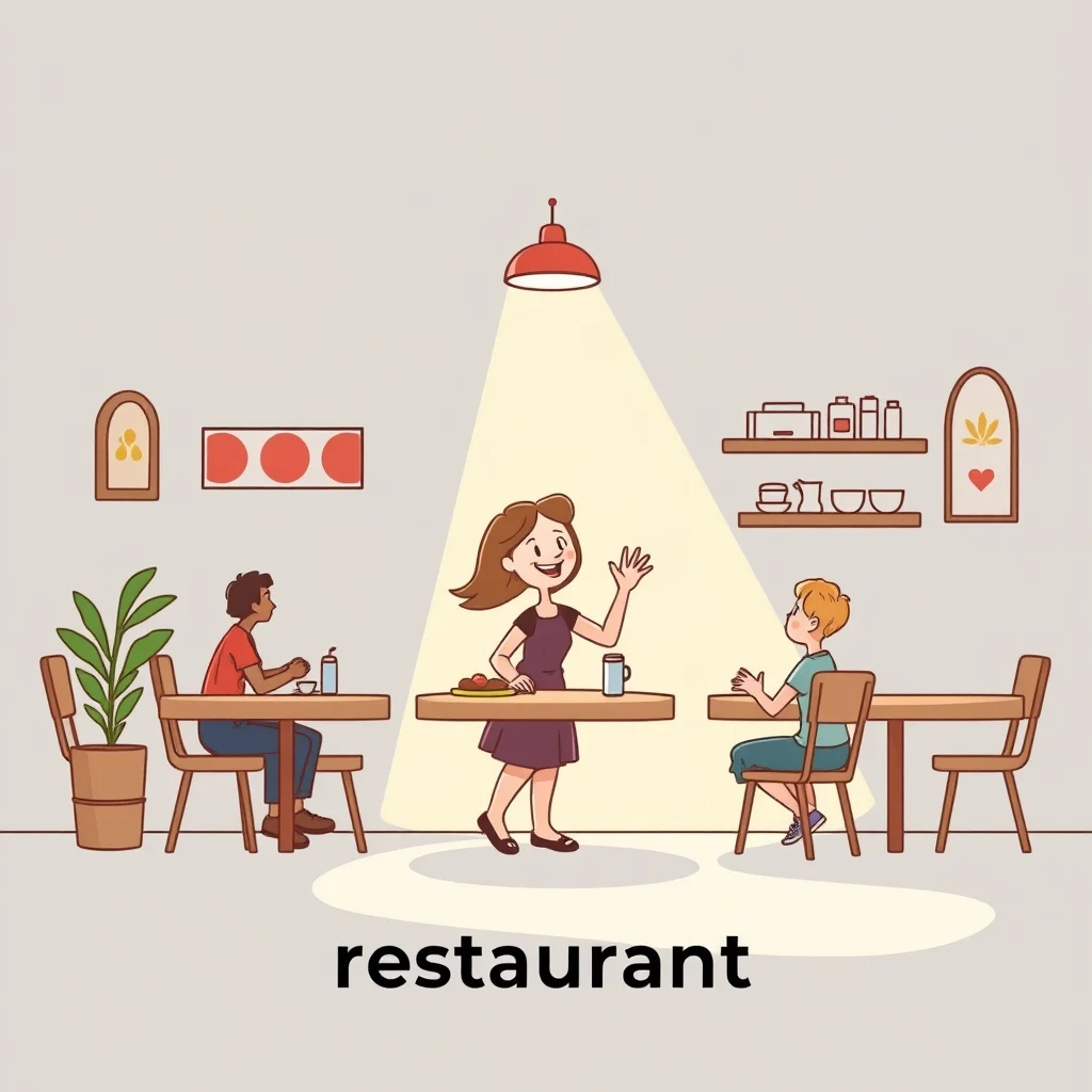 Mnemonic illustration for レストラン — restaurant