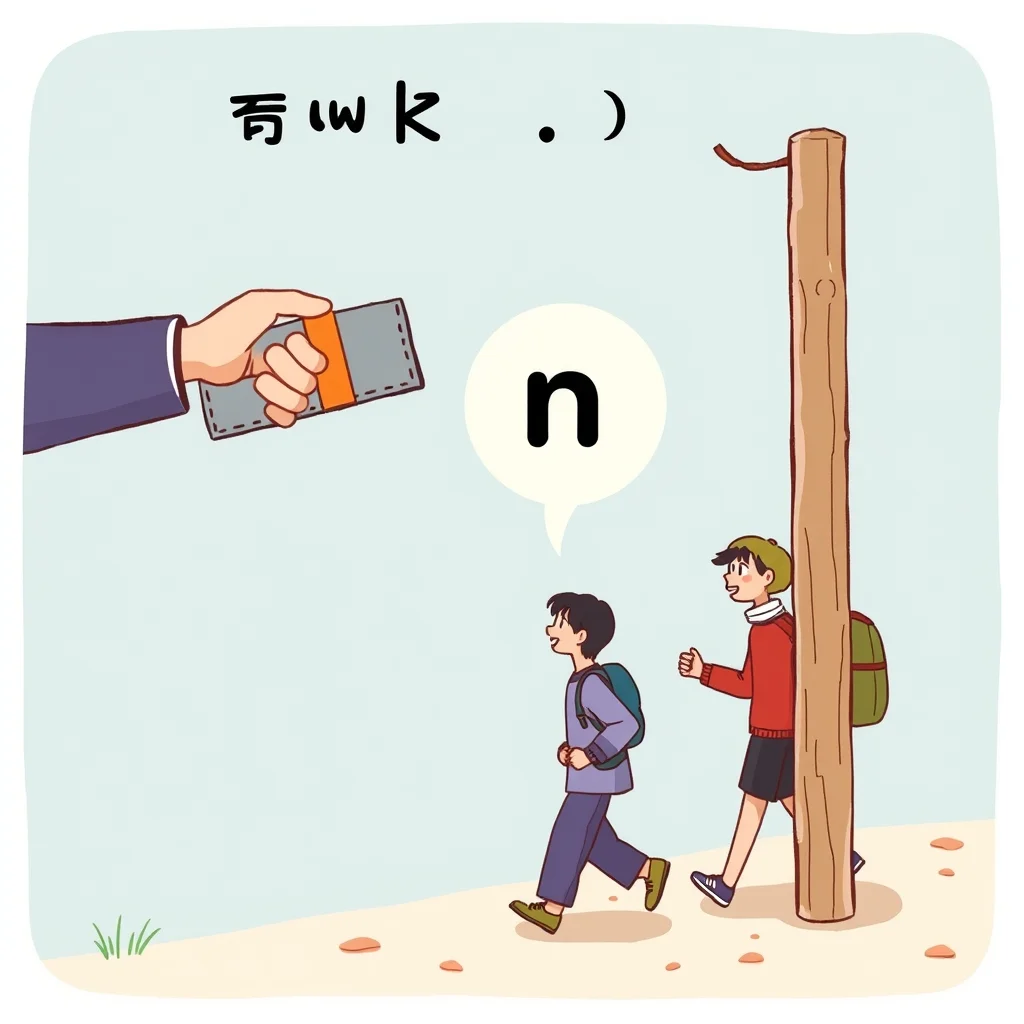 Mnemonic illustration for 散歩 — walk, stroll