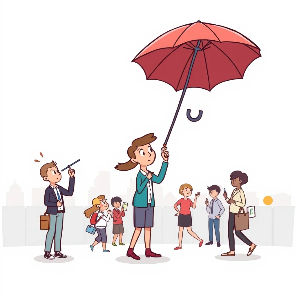Mnemonic illustration for さす — to open an umbrella