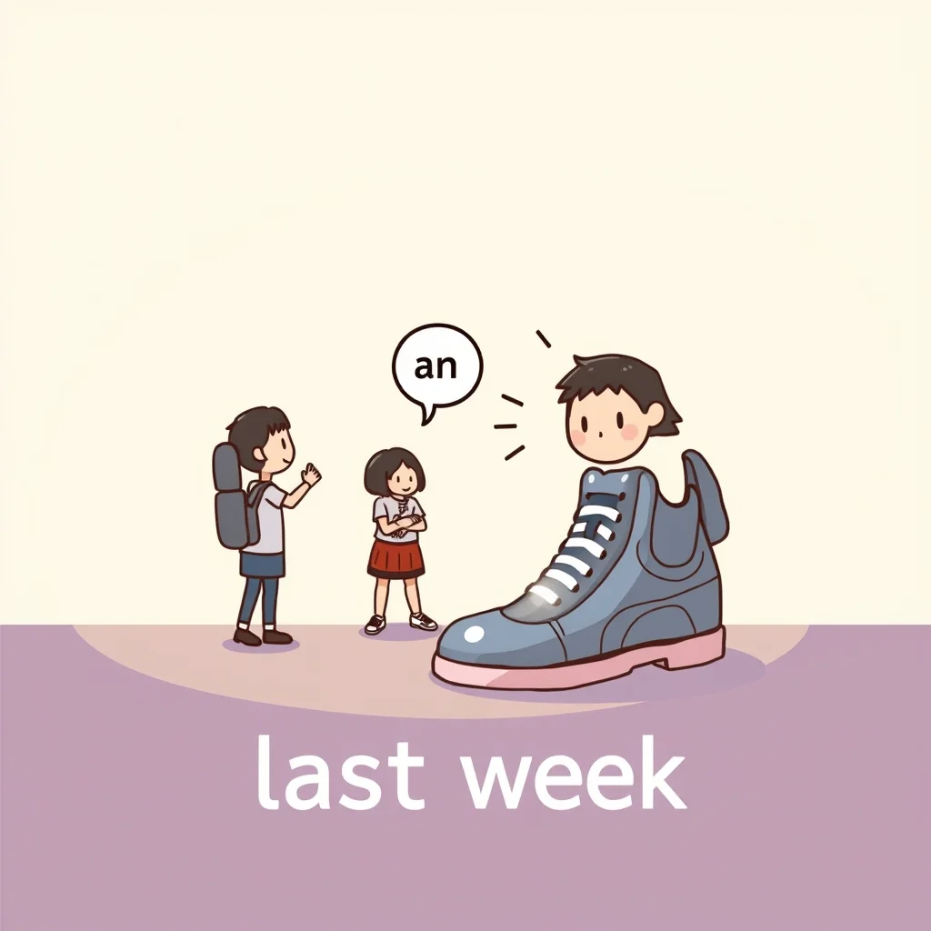 Mnemonic illustration for 先週 — last week