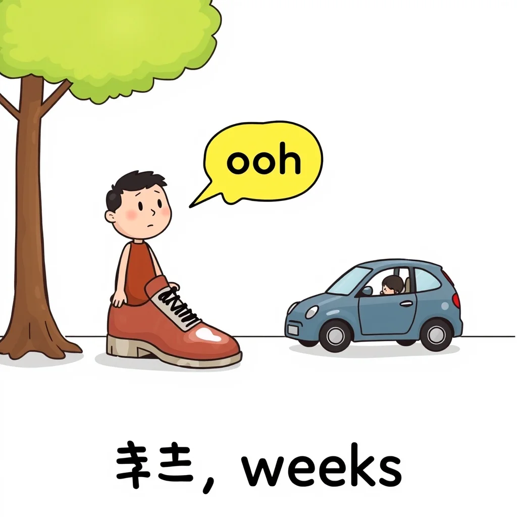 Mnemonic illustration for 週間 — ~ weeks
