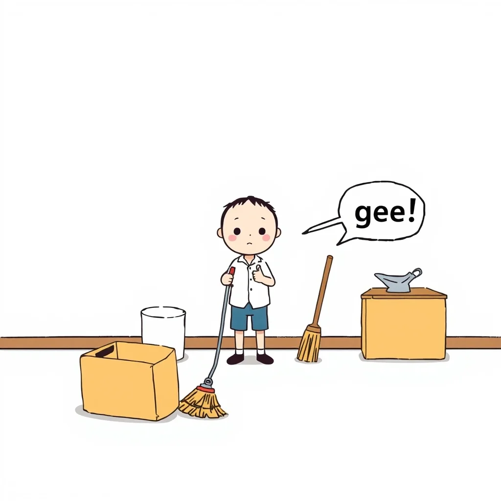Mnemonic illustration for 掃除 — cleaning, sweeping
