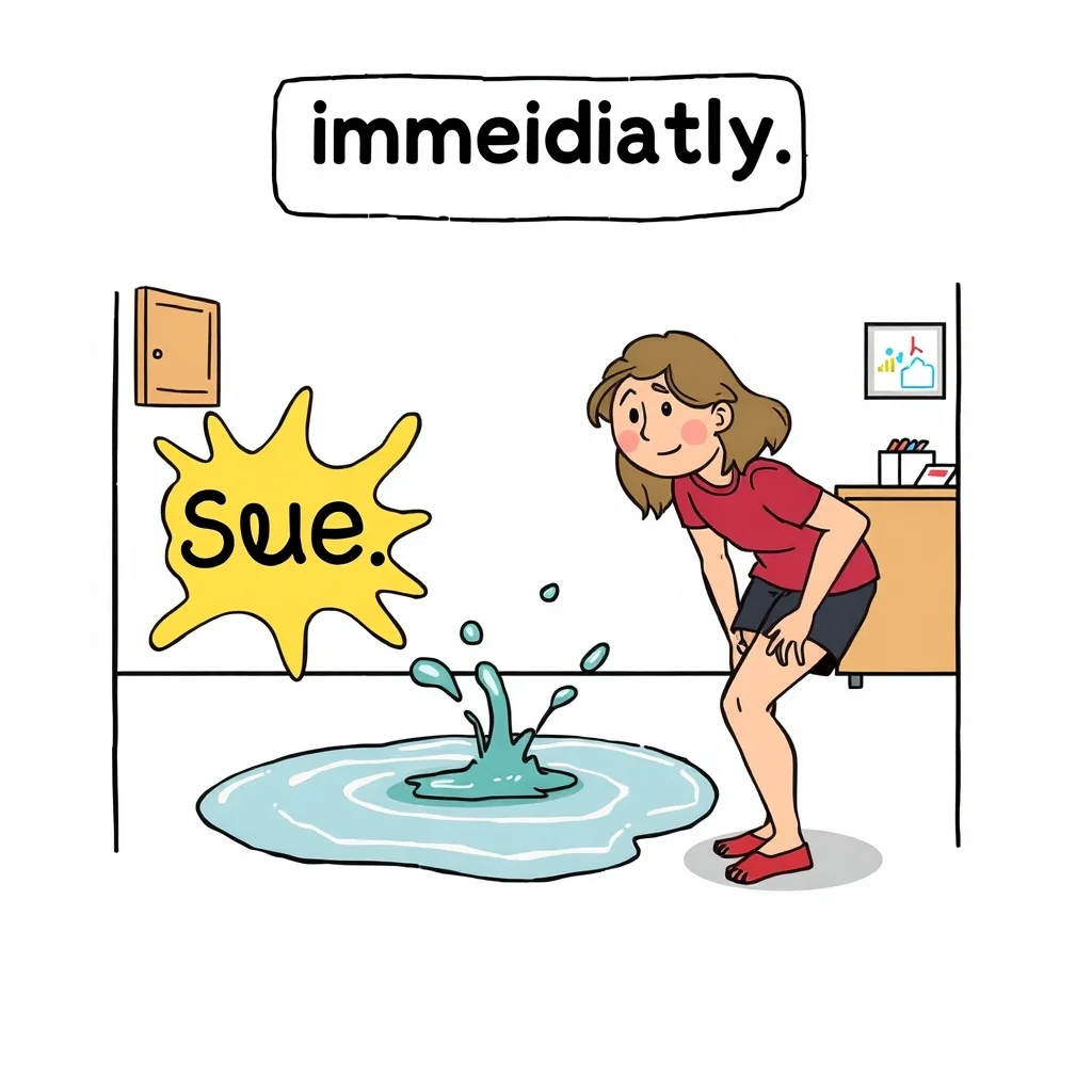 Mnemonic illustration for 直ぐに — immediately