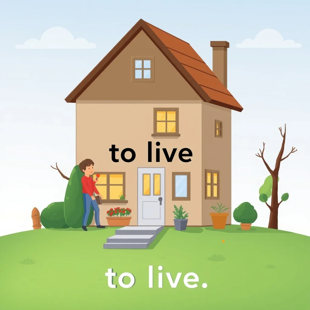 Mnemonic illustration for 住む — to live, to reside