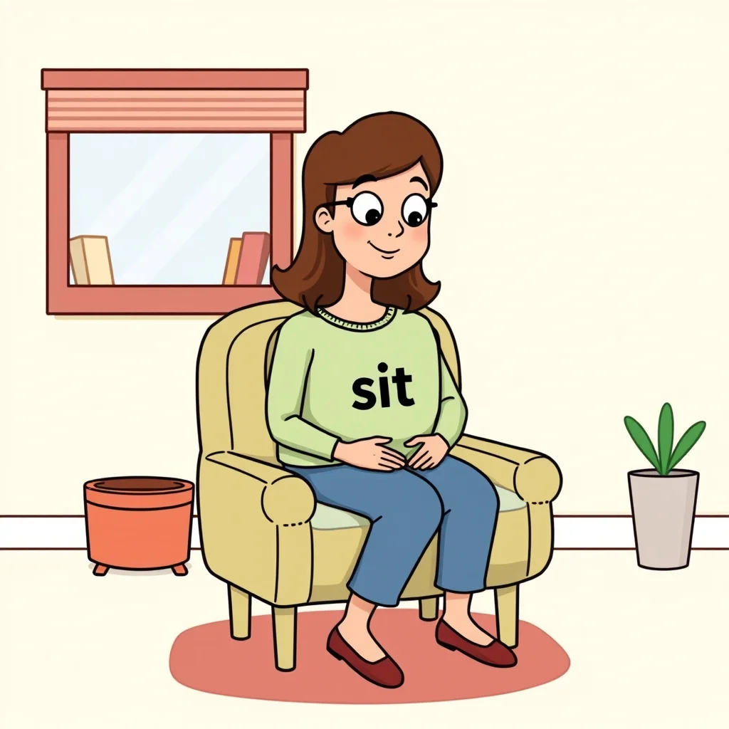 Mnemonic illustration for 座る — to sit