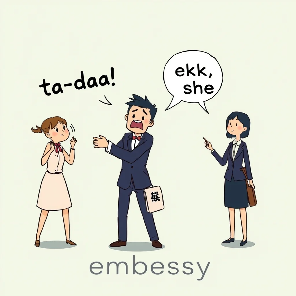 Mnemonic illustration for 大使館 — embassy