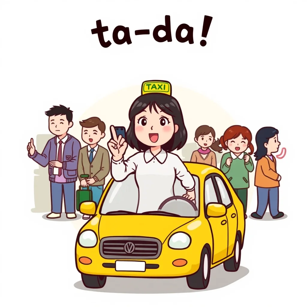 Mnemonic illustration for タクシー — taxi