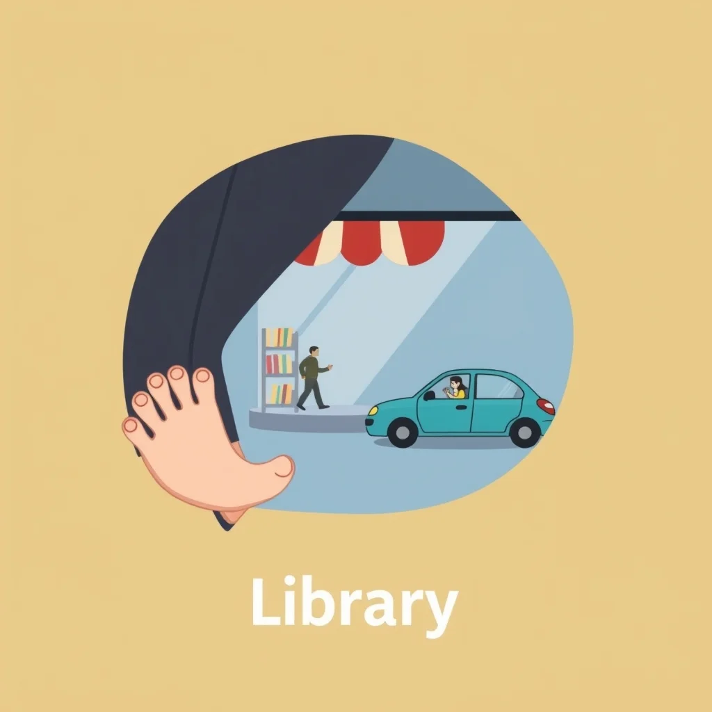 Mnemonic illustration for 図書館 — library
