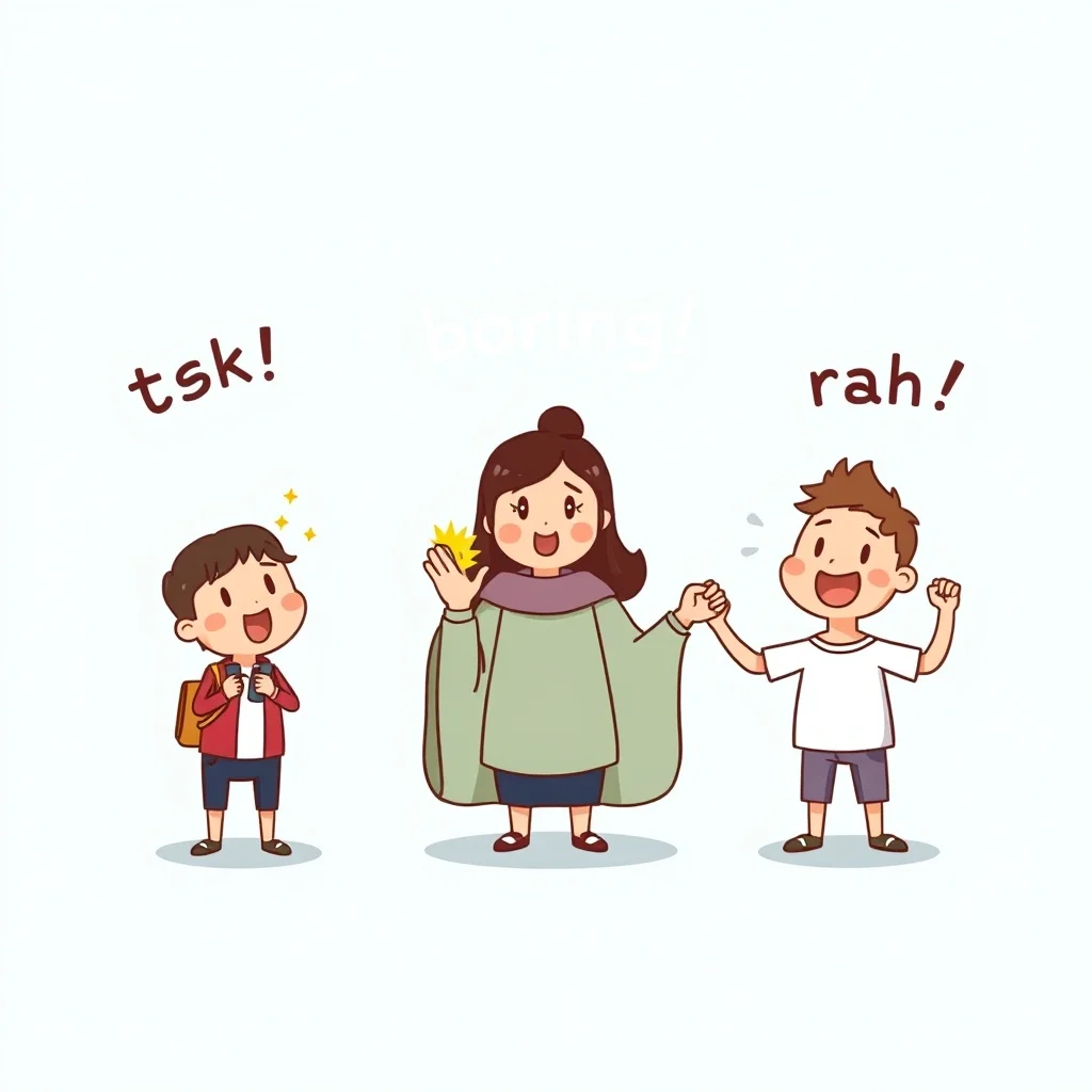 Mnemonic illustration for 詰まらない — boring