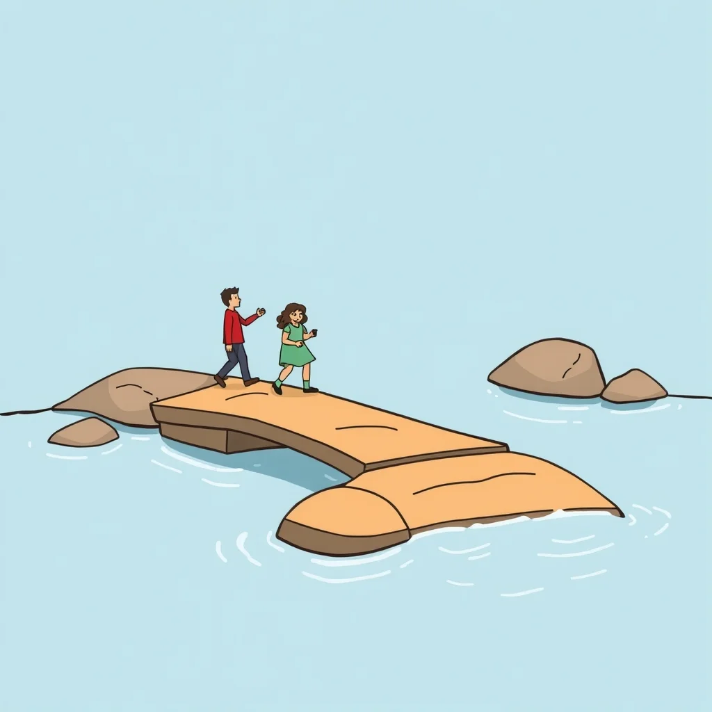 Mnemonic illustration for 渡る — to cross