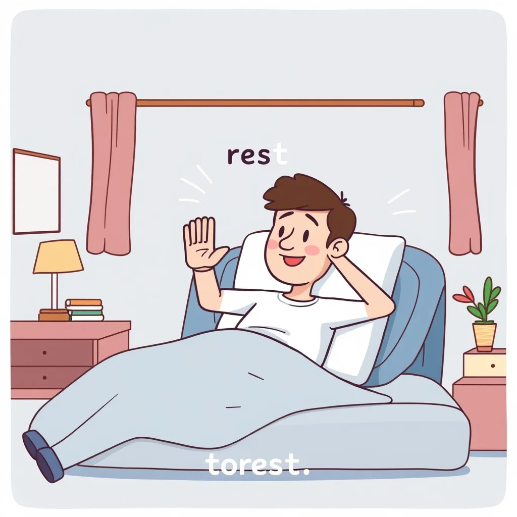 Mnemonic illustration for 休む — to rest