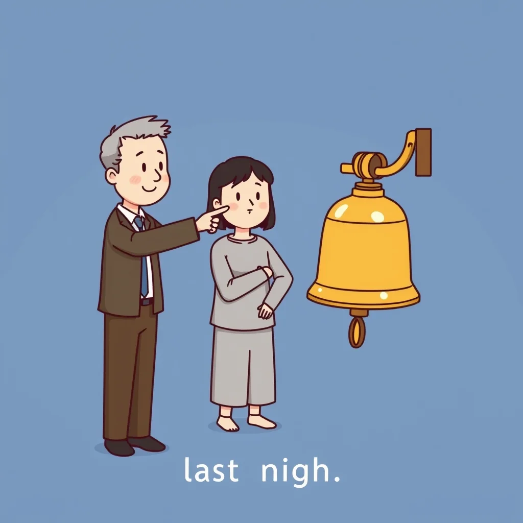 Mnemonic illustration for 昨夜 — last night