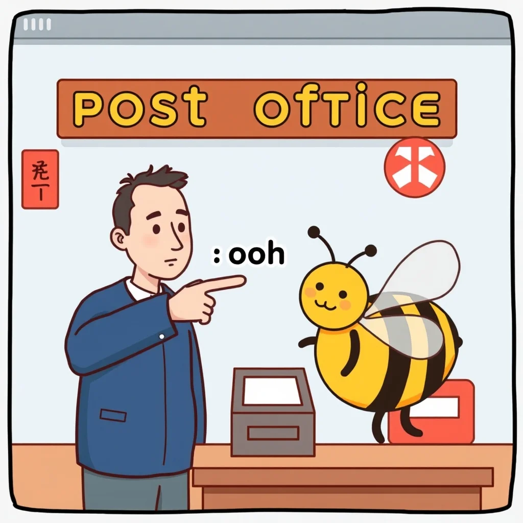 Mnemonic illustration for 郵便局 — post office
