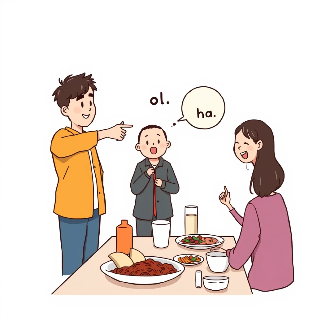 Mnemonic illustration for 夕飯 — dinner, supper, evening meal
