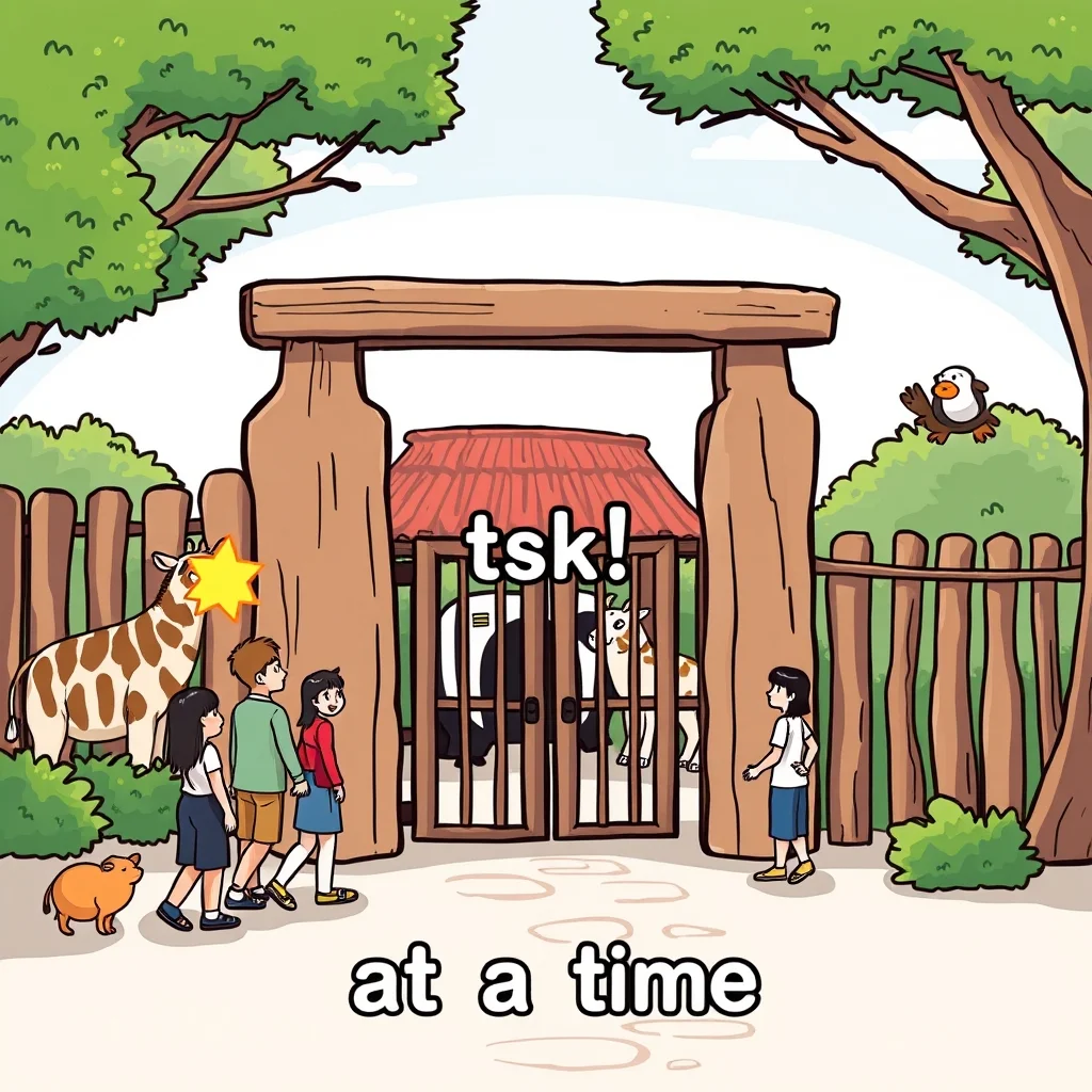 Mnemonic illustration for ずつ — at a time